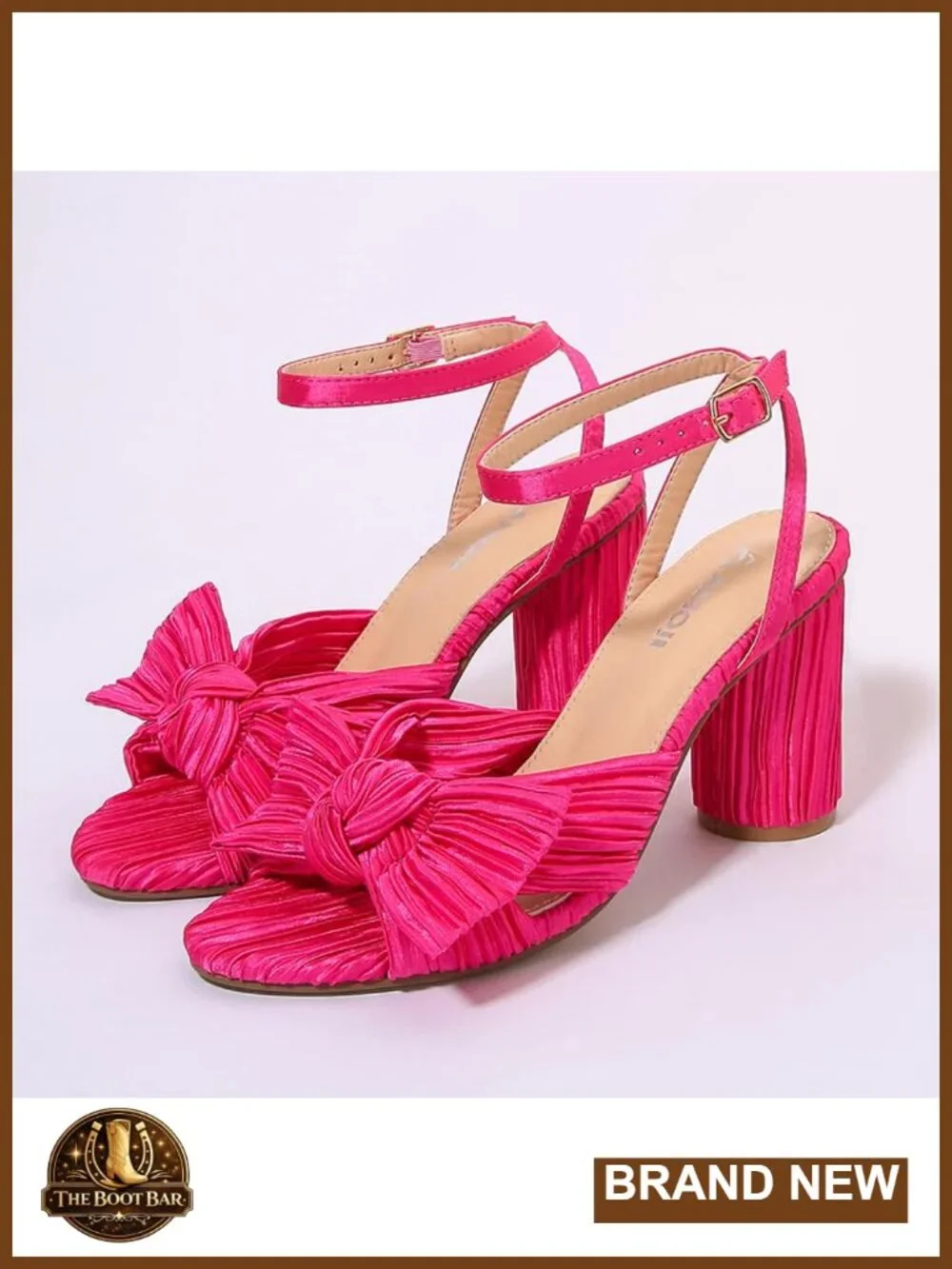 Women's Satin Block Heeled Sandals Ankle Strap Bowknot Wedding Party Dress Shoes